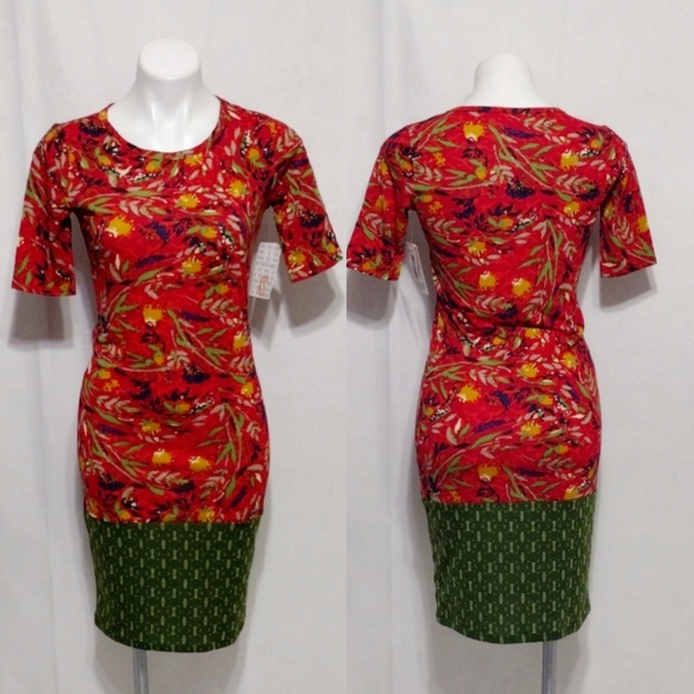 NWT LuLaRoe Julia Abstract Floral Print Bodycon Dress XS Boho Chic